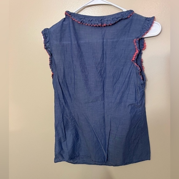 Boden Laurie Ruffle Tassel Sleeveless Top Light Chambray Sz 6 - Picture 4 of 6